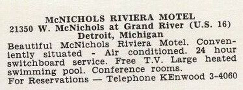McNichols Riviera Motel - Vintage Postcard